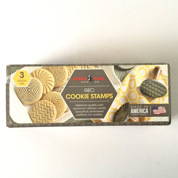 Set of 3 (Three) Nordic Ware Geo Cast Cookie Stamps Cutter Baking Press - Picture 14 of 15